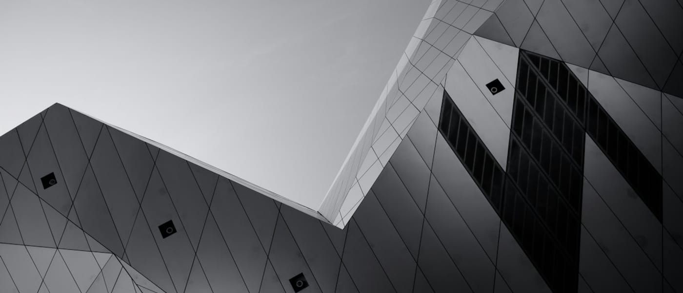 Faceted angular planes of a building facade
