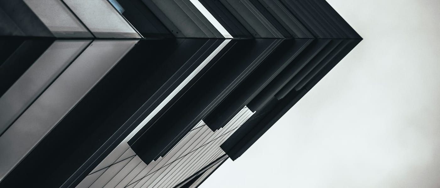 Layered angular edges of a glass building